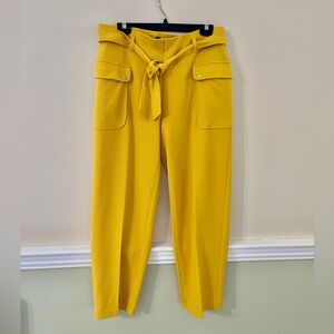 NYCC Mustard Yellow Wide Leg High Waisted Cargo Pocket Pants 12 NWOT